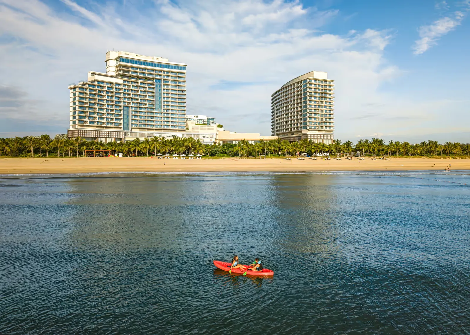 Hoiana resort hotels on the beach south of Hoi An, seen from the sea. Photo: Hoiana