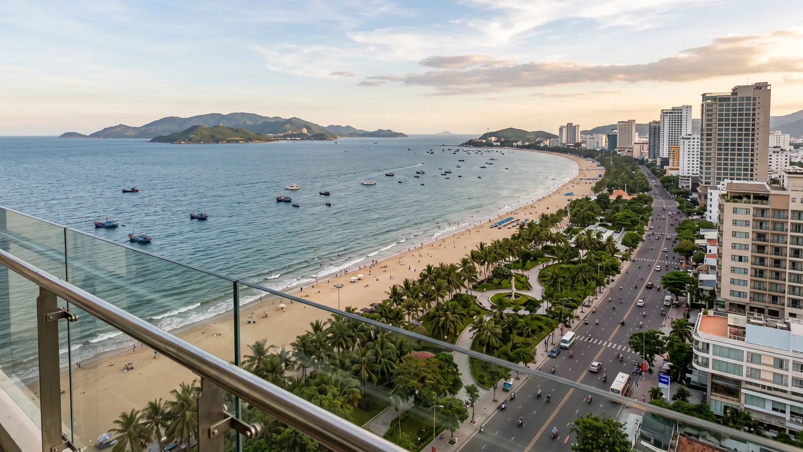 Tran Phu Street and Nha Trang Bay from a high balcony