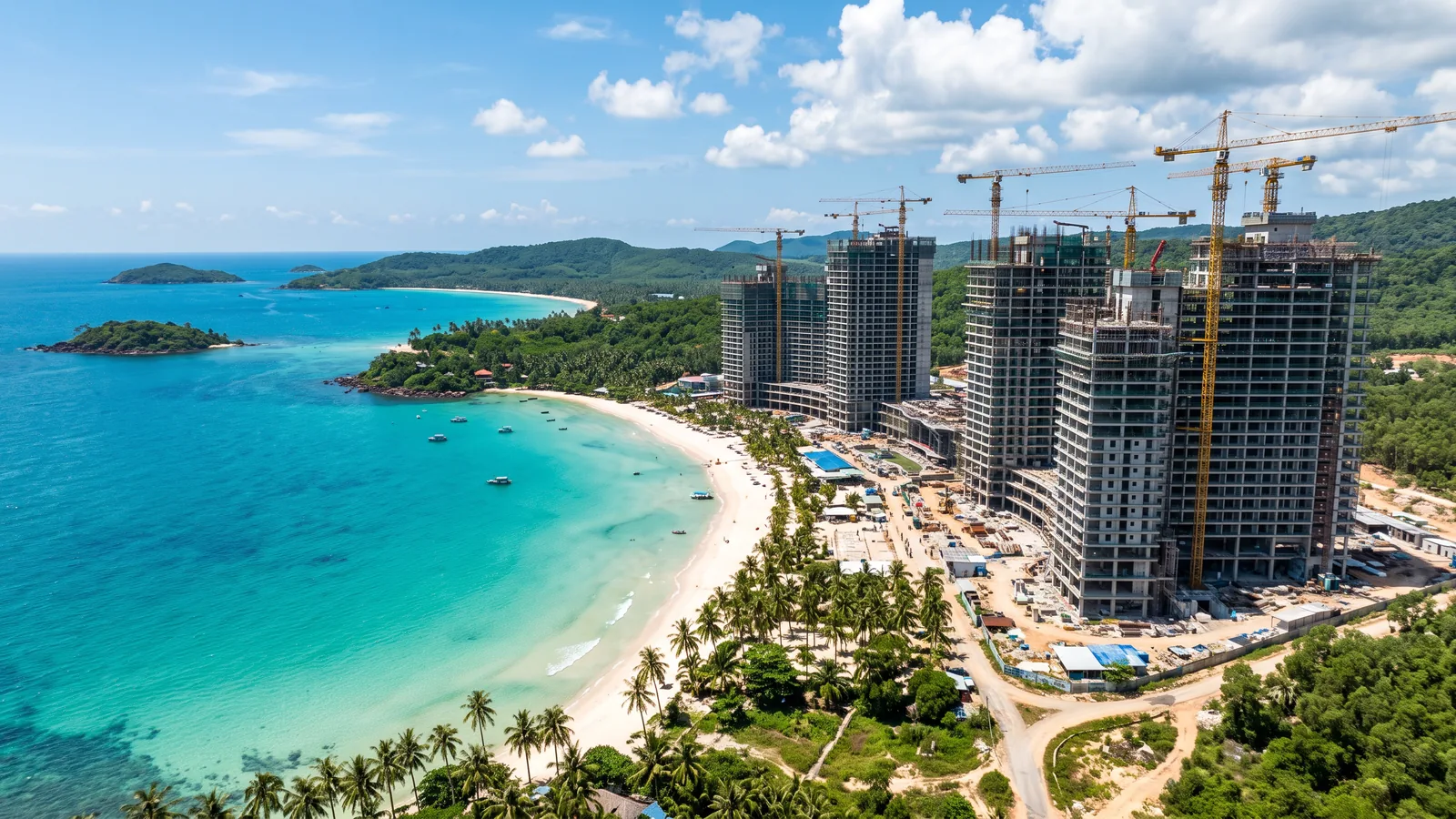 Resort towers under construction, southern Phu Quoc